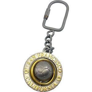 San Francisco California Rotating Swivel Silver & Gold Soccer Keychain